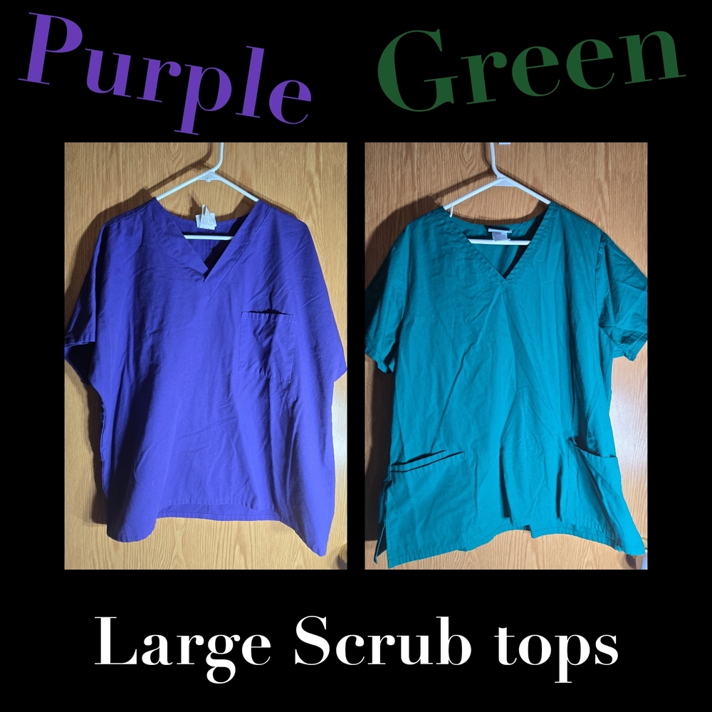 Purple and Green Scrub Tops - Large/XL